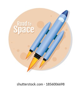 cohete espacial aislado despegue el logotipo camino al icono espacial - Vector