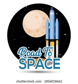 Isolated Space rocket take off logo road to space icon - Vector