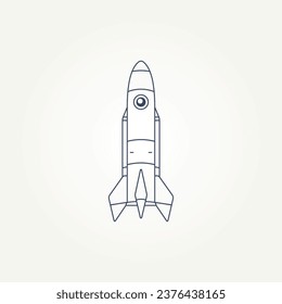 isolated spacecraft rocket icon logo template vector illustration design. vintage futuristic, space, innovation line art icon logo concept