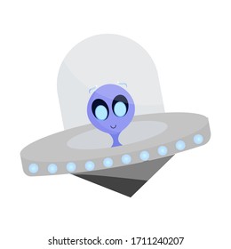 Isolated spaceship with alien over a white background - Vector