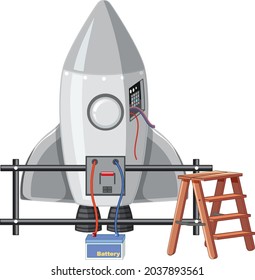 Isolated spaceship on white background illustration