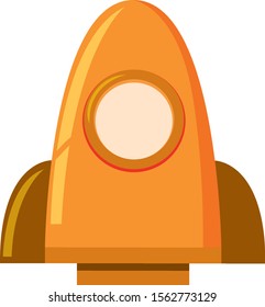 Isolated spaceship in orange color illustration