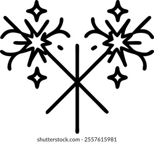 Isolated Sparkler and Rangoli Lines concept as A sleek vector featuring abstract sparkler lines intertwined with a simple Rangoli design both elements isolated on a white background. The composition i