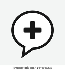 Isolated speech bubble with plus symbol