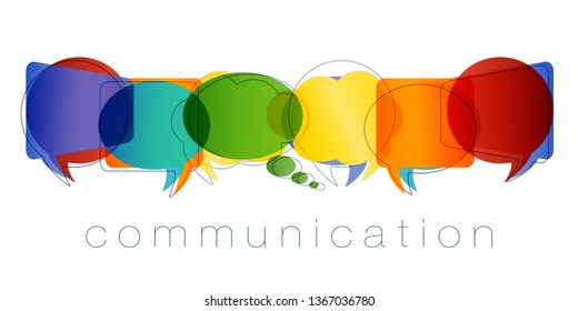 Isolated Speech bubble with rainbow colors and Text communication. Contacts and online marketing. Communication and network concept. Online community. Friends chatting. Vector