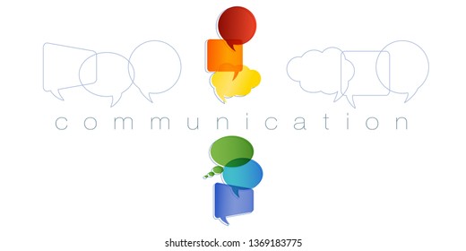 Isolated Speech bubble with rainbow colors. Text communication. Communication and network concept. Online community. Friends chatting. Contacts and online marketing. Vector