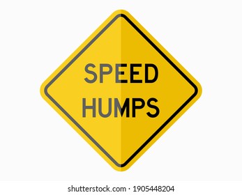 isolated speed humps  warning sign, symbol on yellow round square on white color background element for road board, label, banner etc. flat paperwork vector design.