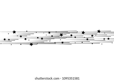 Isolated speed lines and star. The effect of movement to your design. Black lines on a transparent background.The flying particles.vector illustration.The movement forward