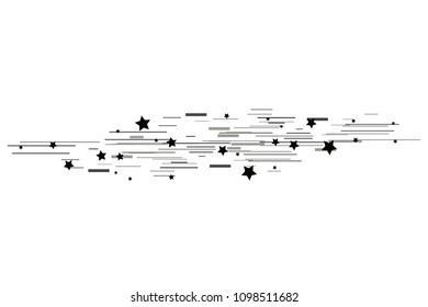 Isolated speed lines and star. The effect of movement to your design. Black lines on a transparent background.The flying particles.vector illustration.The movement forward