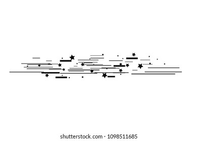 Isolated speed lines and star. The effect of movement to your design. Black lines on a transparent background.The flying particles.vector illustration.The movement forward