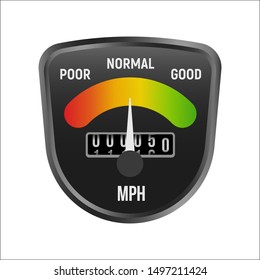 Isolated speedometer scale logo. Business performance measure illustration. Car dashboard equipment vector icon. Skills meter graphic design, vector illustration.