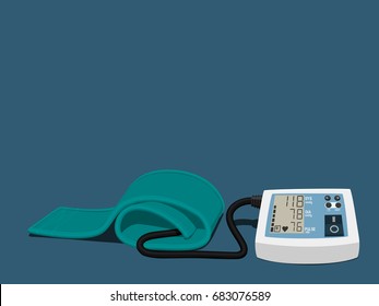Isolated sphygmomanometer on blue background
