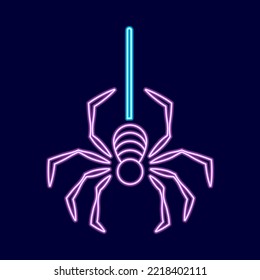 Isolated spider neon hallowen vector illustration