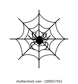 Isolated Spider on Web Spider Vector Illustration