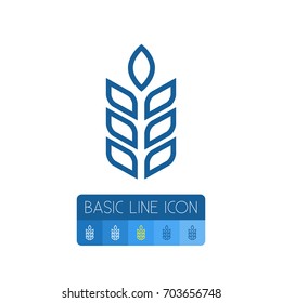 Isolated Spike Outline. Barley Vector Element Can Be Used For Barley, Spike, Sheaf Design Concept.