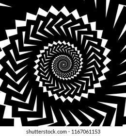 Isolated spiral on white background of squares. Design Element.