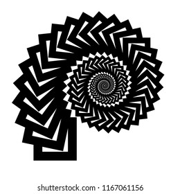 Isolated spiral on white background of squares. Design Element.
