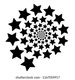 Isolated spiral of stars on a white Square background. Design Element.