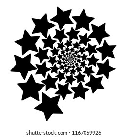 Isolated spiral of stars on a white Square background. Design Element.