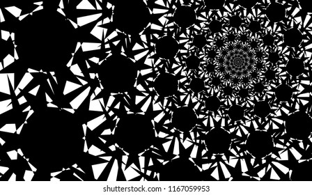 Isolated spirals of star hexagons on white rectangle background. design element.