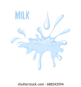 Isolated splash of blue milk on a white background. Vector illustration of isolated milk splash on white background