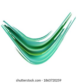 Isolated Splash on White Backdrop. Watercolor Textured Background. Sale Banner Brushstroke. Gradient Paintbrush. Green and Aqua Menthe Abstract Fluid Splash.  Vector Brush Stroke.