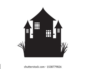 Isolated spooky castle. Halloween concept - Vector illustration