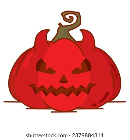 Isolated spooky halloween pumpkin with devil costume Vector