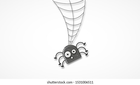 Isolated Spooky Spider Web In A Fun Way Vector Illustration