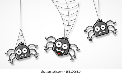 Isolated Spooky Spider Web In A Fun Way Vector Illustration