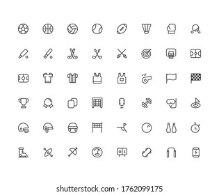 Isolated Sport Element icon pack with line color style