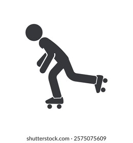 Isolated sport pictogram man in line skating, roller blade activity icon sign