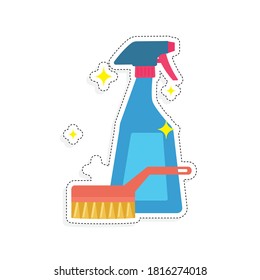 Isolated spray bottle and brush icon - Vector