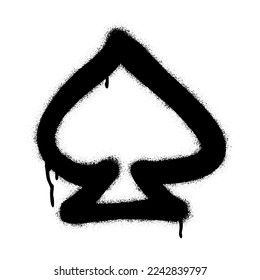 Isolated Spray Graffiti Card Symbol Ace of Spades, das Pech und Tod bedeutet.