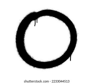 Isolated spray graffiti circle sign. White background.