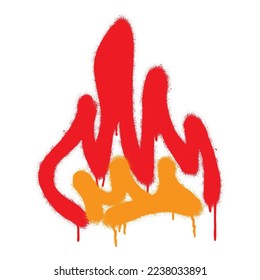 Isolated spray graffiti fire symbol over white.