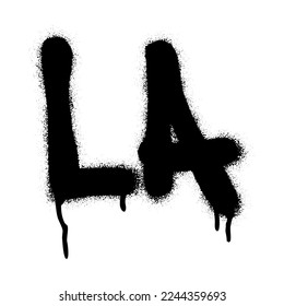 Isolated spray graffiti letters LA, Los Angeles, over white.