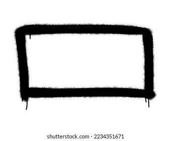 Isolated spray graffiti rectangle sign. White background.