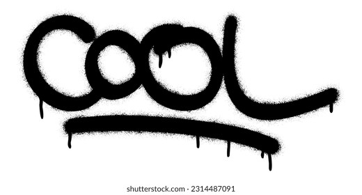 Isolated spray paint graffiti word COOL over white.