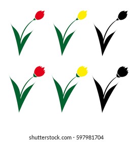 Isolated Spring Flowers Vectors, Tulip Vectors