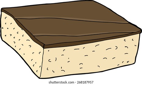 Isolated square of cake illustration over white background