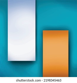 Plantilla cuadrada aislada de medios sociales para publicidad y promoción fondo azul con fondo vectorial de papel amarillo blanco y naranja