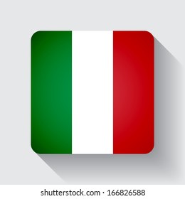 Isolated square web button with flag of Italy