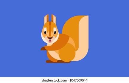 Isolated squirrel icon in modern flat style, with simple Geometric shapes only