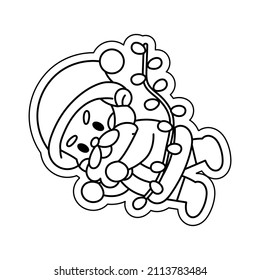 Isolated st clauss draw merry christmas decorative sticker illustration