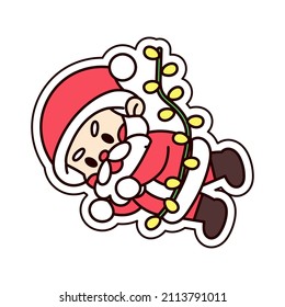 Isolated st clauss merry christmas decorative sticker illustration