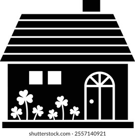 Isolated st patrick day house icon silhouette.
St. Patrick's Day house decorated with shamrock.
Saint Patrick's Day element.
Good for greeting card,poster, banner, leaflet .