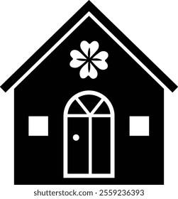 Isolated st patrick day house icon silhouette.
St. Patrick's Day house decorated with shamrock.
Saint Patrick's Day element.
Good for greeting card,poster, banner, leaflet .