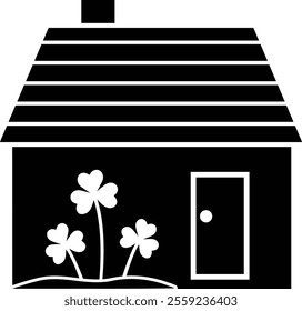 Isolated st patrick day house icon silhouette.
St. Patrick's Day house decorated with shamrock.
Saint Patrick's Day element.
Good for greeting card,poster, banner, leaflet .