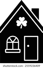 Isolated st patrick day house icon silhouette.
St. Patrick's Day house decorated with shamrock.
Saint Patrick's Day element.
Good for greeting card,poster, banner, leaflet .